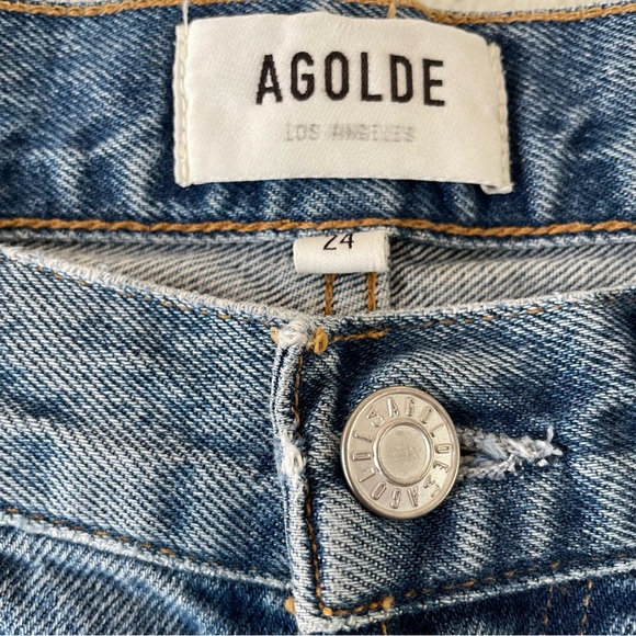 AGOLDE Mia Straight leg Distressed Jeans Rule size 24 light wash - Picture 13 of 15